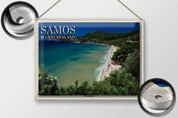 Signe en étain voyage 40x30cm, Samos grèce Psili Ammos Beach 2