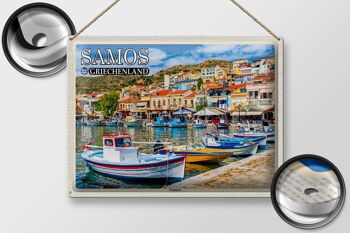 Panneau en étain voyage 40x30cm Samos Grèce Pythagorio petite ville 2