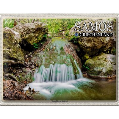 Cartel de chapa de viaje 40x30cm Samos Grecia Cascadas Karlovasi