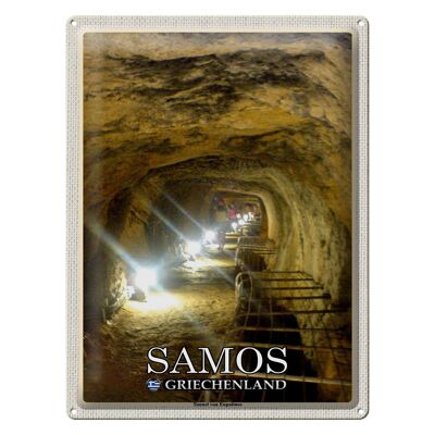 Targa in metallo da viaggio 30x40 cm Samos Grecia Tunnel di Eupalinos