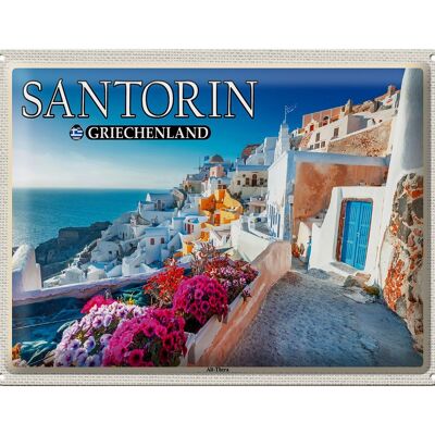 Cartel de chapa Viaje 40x30cm Santorini Grecia Antigua Thera Antigüedad