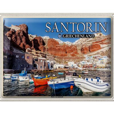 Cartel de chapa Travel 40x30cm Santorini Grecia Puerto de Ammoudi