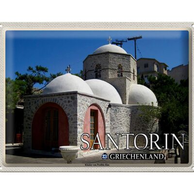 Cartel de chapa de viaje 40x30cm Santorini Grecia Monasterio Profitis