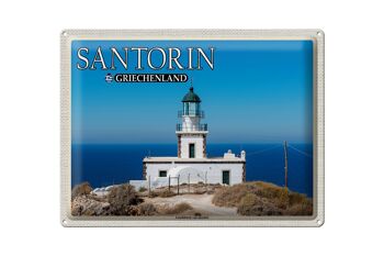 Panneau de voyage en étain, 40x30cm, Santorin, grèce, phare Akrotiri 1