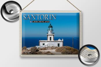Panneau de voyage en étain, 40x30cm, Santorin, grèce, phare Akrotiri 2