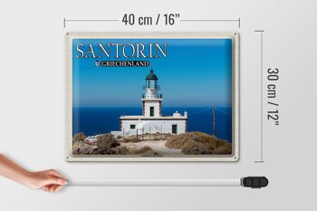 Panneau de voyage en étain, 40x30cm, Santorin, grèce, phare Akrotiri 4