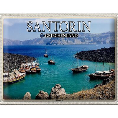 Cartel de chapa de viaje, 40x30cm, Santorini, Grecia, isla volcánica de Kameni