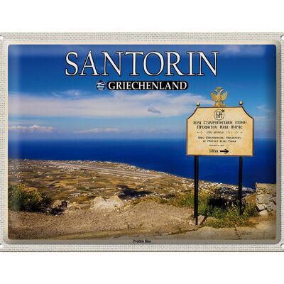 Targa in metallo da viaggio 40x30 cm Santorini Grecia Profitis Ilias