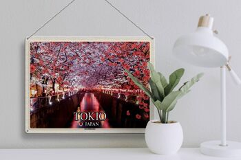 Panneau de voyage en étain, 40x30cm, Tokyo, japon, Festival des fleurs de cerisier, arbres, rivière 3