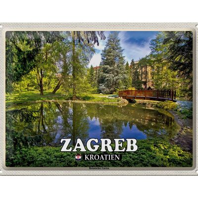 Cartel de chapa de viaje 40x30cm Jardín Botánico de Zagreb Croacia