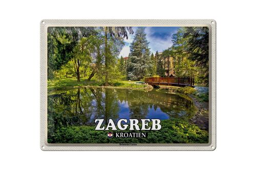 Blechschild Reise 40x30cm Zagreb Kroatien Botanischer Garten