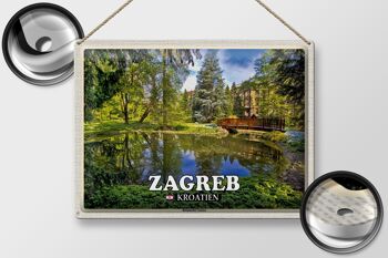 Panneau de voyage en étain, 40x30cm, jardin botanique de Zagreb, croatie 2