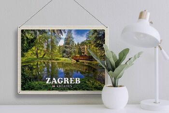 Panneau de voyage en étain, 40x30cm, jardin botanique de Zagreb, croatie 3