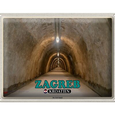 Targa in metallo da viaggio 40x30 cm Zagabria Croazia Il Tunnel del Gric