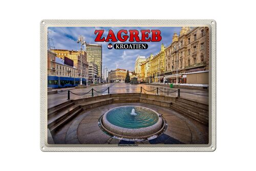 Blechschild Reise 40x30cm Zagreb Kroatien Hauptplatz Ban Jelacic