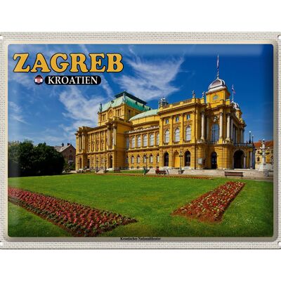 Targa in metallo da viaggio 40x30 cm Zagabria Croazia Teatro Nazionale