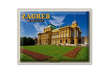 Plaque en étain voyage 40x30cm Théâtre National de Zagreb Croatie 1