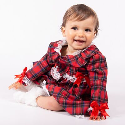 Baby 2pc tartan dress set-RED