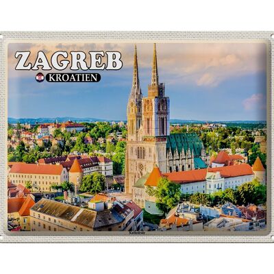 Panneau de voyage en étain, 40x30cm, cathédrale de Zagreb, croatie, église épiscopale