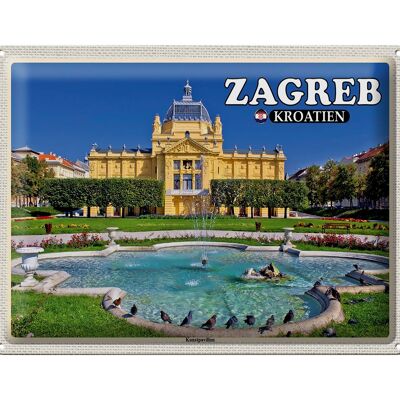 Cartel de chapa de viaje 40x30cm Pabellón de arte de Zagreb Croacia