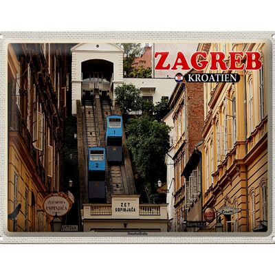 Cartel de chapa de viaje 40x30cm Zagreb Croacia Funicular Uspinjaca