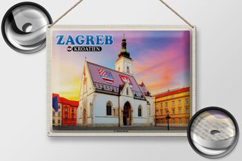 Signe en étain voyage 40x30cm Zagreb croatie St. L'église de Marc 2