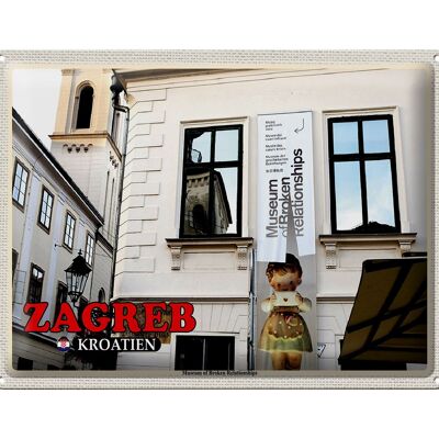 Cartel de chapa Travel 40x30cm Zagreb Croacia Museo Relaciones