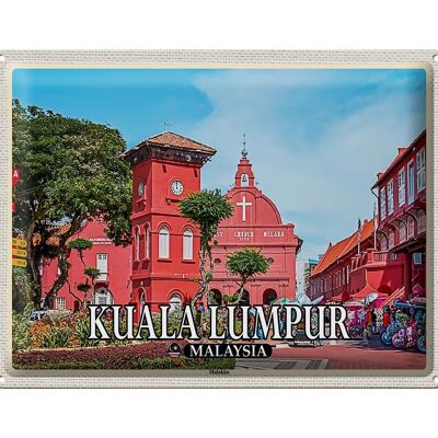 Cartel de chapa de viaje, 40x30cm, Kuala Lumpur, Malasia, Iglesia de la ciudad de Malacca
