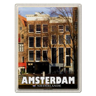 Targa in metallo da viaggio 30x40 cm Amsterdam Paesi Bassi Casa di Anna Frank