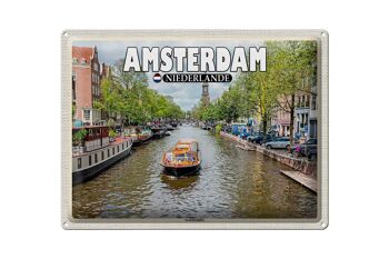 Panneau de voyage en étain, 40x30cm, Amsterdam, pays-bas, croisière sur le canal, rivière 1