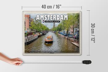 Panneau de voyage en étain, 40x30cm, Amsterdam, pays-bas, croisière sur le canal, rivière 4