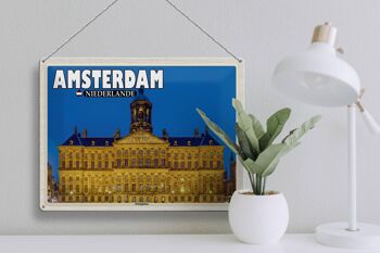 Panneau en étain voyage 40x30cm, palais Royal d'amsterdam pays-bas 3