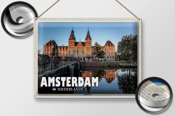 Panneau en étain voyage 40x30cm Amsterdam Pays-Bas Rijksmuseum 2