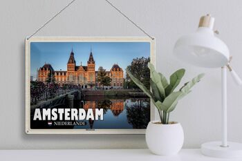Panneau en étain voyage 40x30cm Amsterdam Pays-Bas Rijksmuseum 3