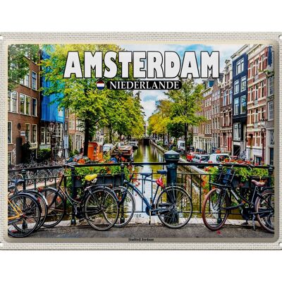 Targa in metallo da viaggio 40x30 cm Amsterdam Paesi Bassi quartiere Jordaan