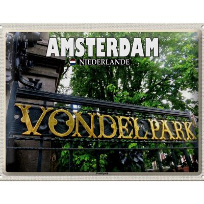 Targa in metallo da viaggio 40x30 cm Amsterdam Paesi Bassi Vondelpark