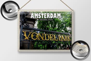 Panneau en étain voyage 40x30cm, Amsterdam pays-bas Vondelpark 2