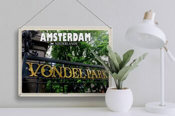 Panneau en étain voyage 40x30cm, Amsterdam pays-bas Vondelpark 3