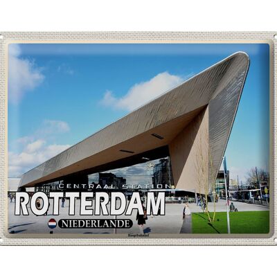Cartel de chapa Travel 40x30cm Estación Central de Róterdam, Países Bajos