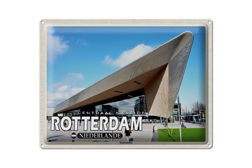 Blechschild Reise 40x30cm Rotterdam Niederlande Hauptbahnhof