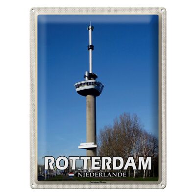 Targa in metallo da viaggio 30x40 cm Rotterdam Paesi Bassi Euromast TowerDeco