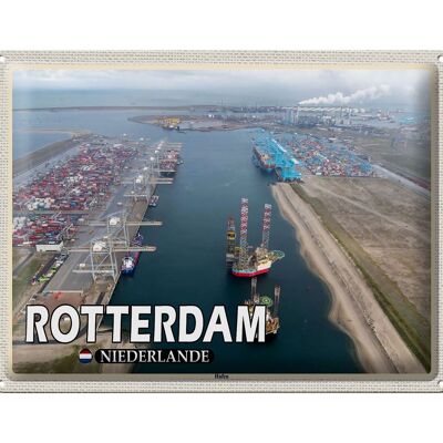 Signe en étain voyage 40x30cm, navires du port de Rotterdam, pays-bas