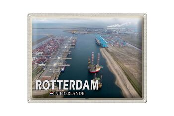 Signe en étain voyage 40x30cm, navires du port de Rotterdam, pays-bas 1