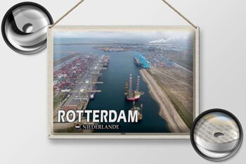 Signe en étain voyage 40x30cm, navires du port de Rotterdam, pays-bas 2