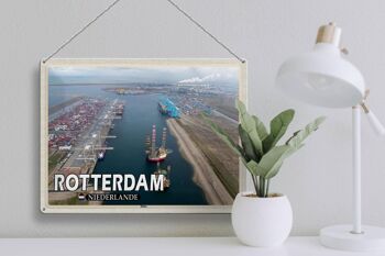 Signe en étain voyage 40x30cm, navires du port de Rotterdam, pays-bas 3