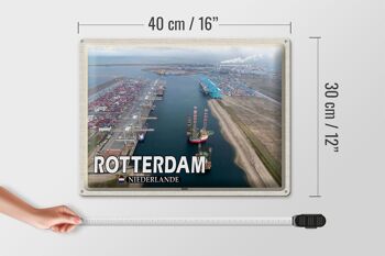 Signe en étain voyage 40x30cm, navires du port de Rotterdam, pays-bas 4