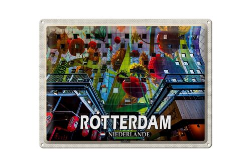 Blechschild Reise 40x30cm Rotterdam Niederlande Markthalle