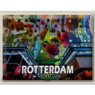 Plaque en tôle voyage 40x30cm Rotterdam Pays-Bas halle de marché
