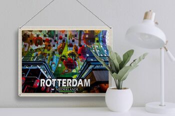 Plaque en tôle voyage 40x30cm Rotterdam Pays-Bas halle de marché 3