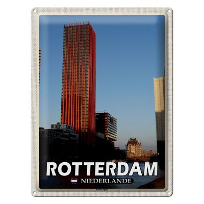 Cartel de chapa Travel 30x40cm Rotterdam Países Bajos Manzana roja